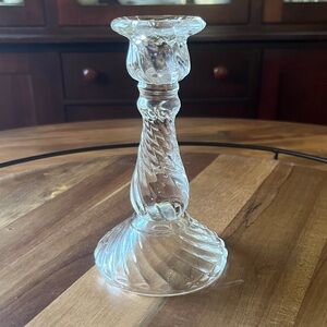 Vintage Fostoria Colony Clear Pressed Glass Twisted Candle Holder